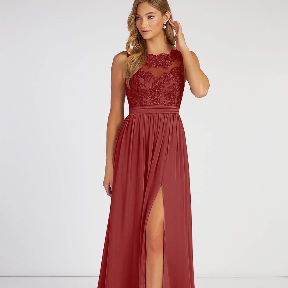 Bridesmaids Size 10.  Brand new with tags. Not altered at all. Color is rust.